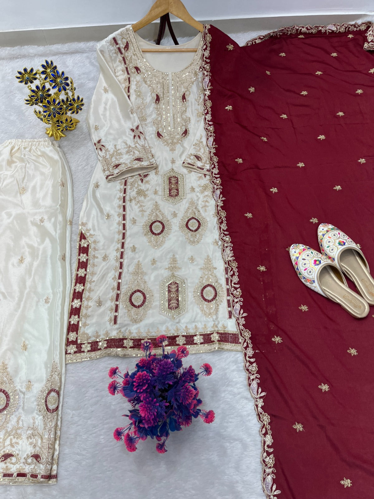 PREMIUM SEQUENCE EMBROIDERY CHINON SILK SET