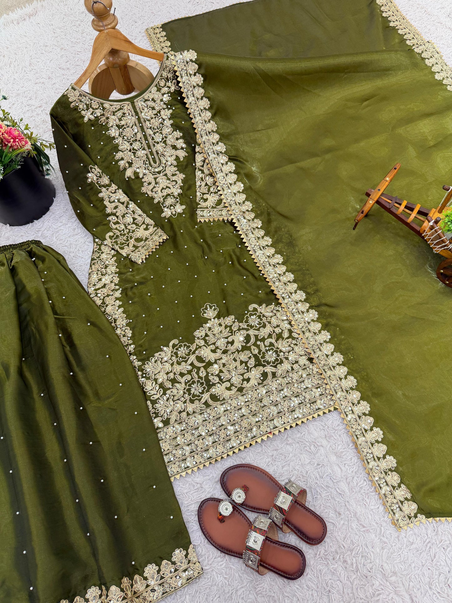 ROYAL GMY SILK EMBROIDERED CODING SEQUENCE CO-ORD SET WITH DUPATTA