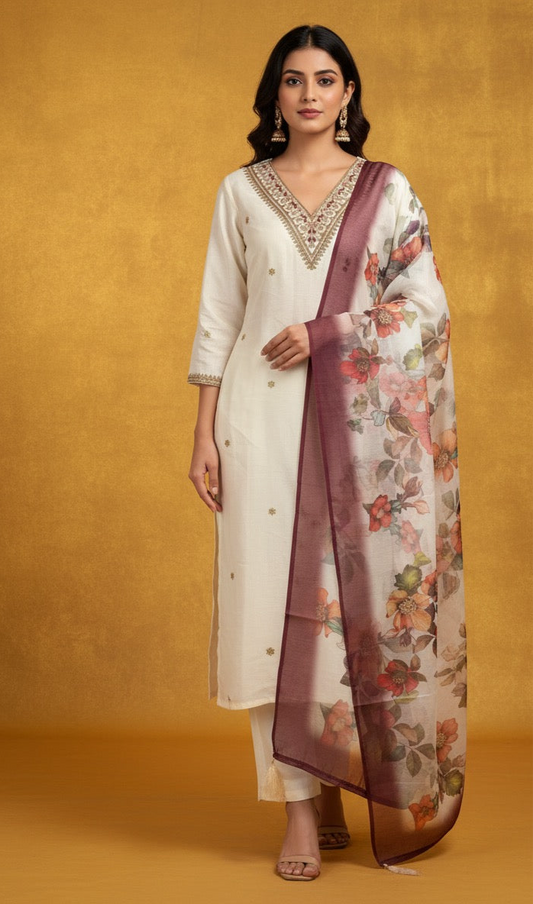 ROMAN SILK WITH BEAUTIFUL EMBROIDERY