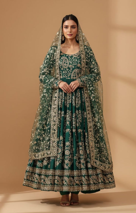CHINON SILK GOWN SET WITH PAND AND DUPATTA.