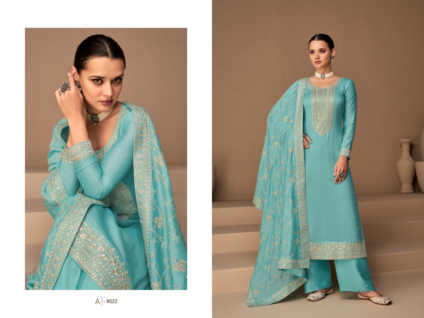 HEAVY VICHITRA WITH SEQUINS, EMBROIDER