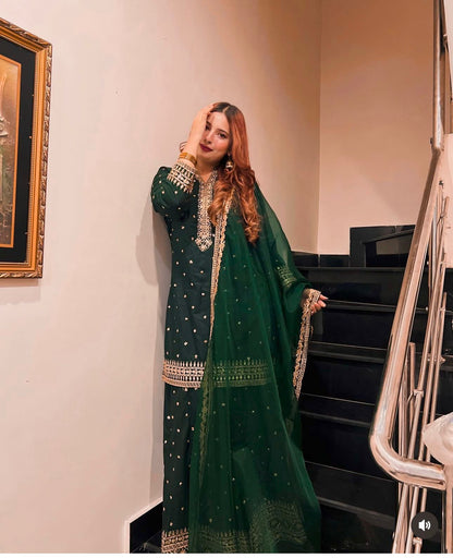 Pure Chinon Silk Top-Lehenga-Dupatta Set