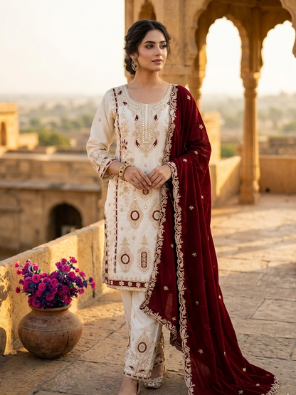 PREMIUM SEQUENCE EMBROIDERY CHINON SILK SET