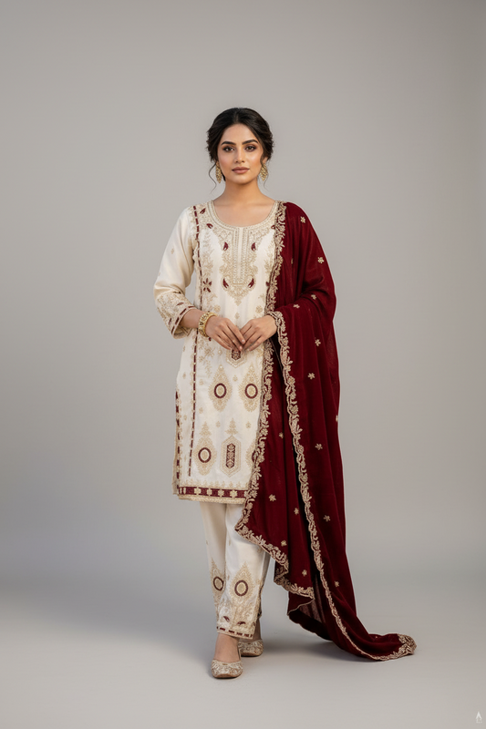 PREMIUM SEQUENCE EMBROIDERY CHINON SILK SET