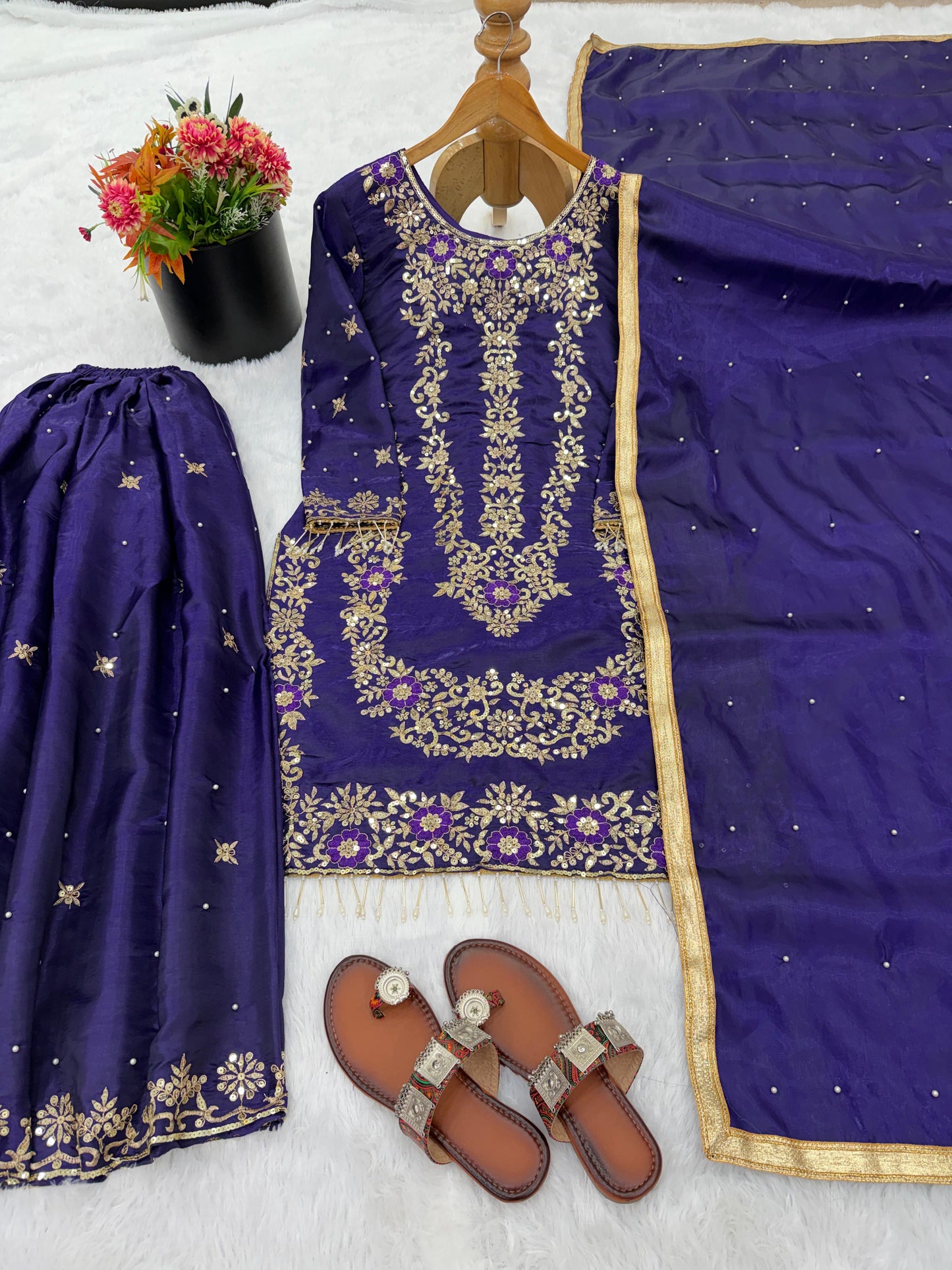 SILK EMBROIDERED READY-TO-WEAR SHARARA SET