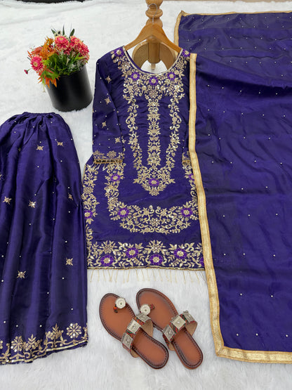 SILK EMBROIDERED READY-TO-WEAR SHARARA SET