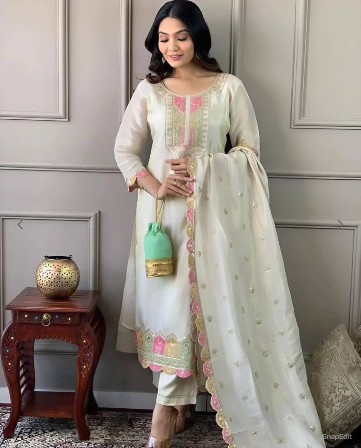 HEAVY EMBROIDERED DESIGNER FESTIVE WEAR SET