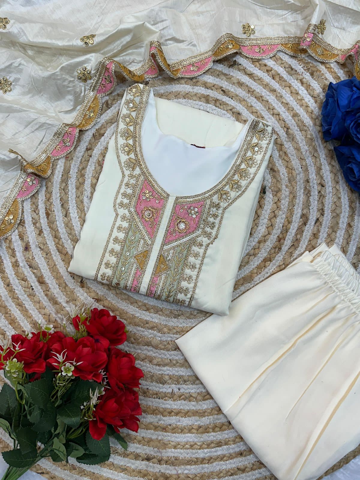 HEAVY EMBROIDERED DESIGNER FESTIVE WEAR SET