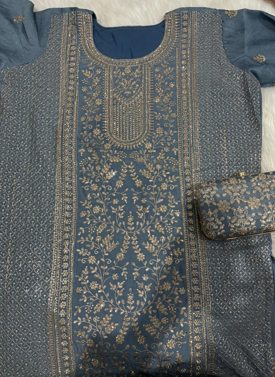 MEHERUNISA ROYAL GARARA SET WITH PURSE