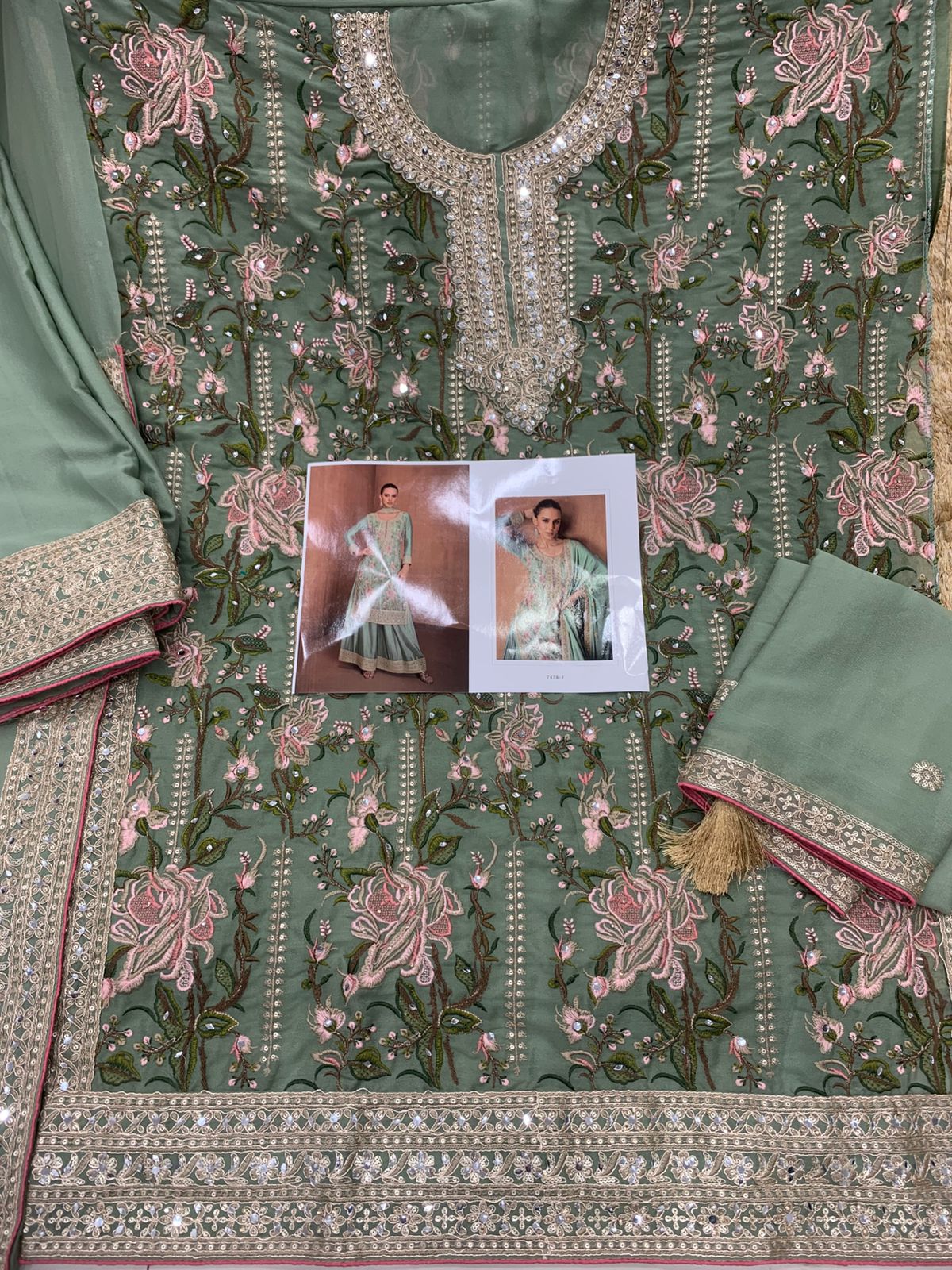 GULKAYRA 7478 – LUXURY EMBROIDERED CHINON & SILK ENSEMBLE
