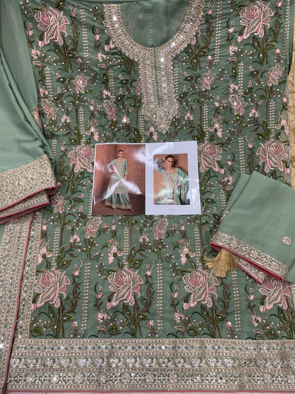 GULKAYRA 7478 – LUXURY EMBROIDERED CHINON & SILK ENSEMBLE