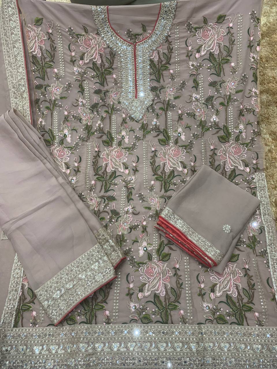 GULKAYRA 7478 – LUXURY EMBROIDERED CHINON & SILK ENSEMBLE