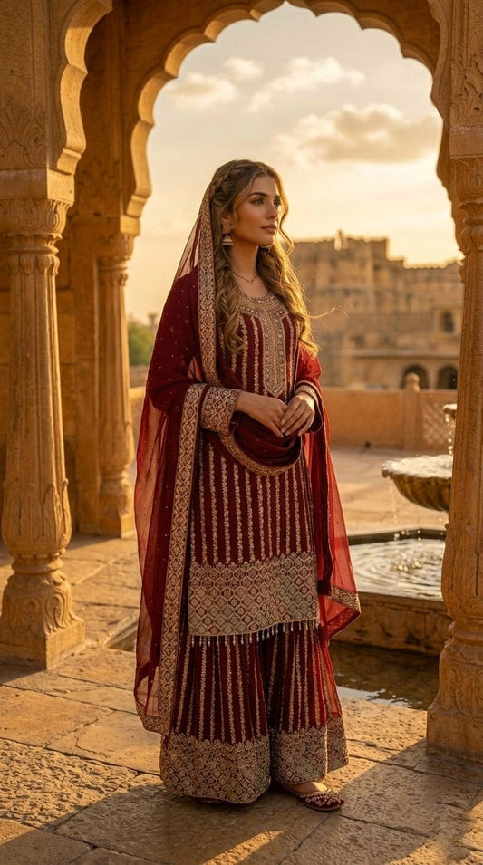 PASTEL MAJESTY HEAVY STONEWORK GARARA COUTURE SET