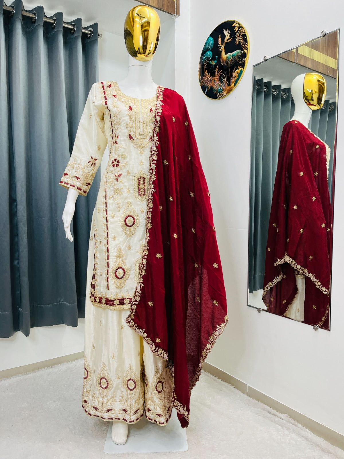 PREMIUM SEQUENCE EMBROIDERY CHINON SILK SET