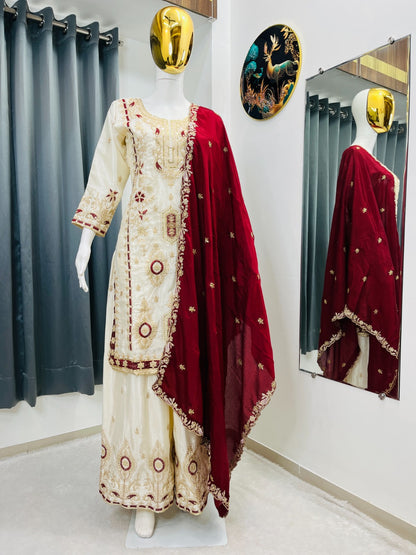 PREMIUM SEQUENCE EMBROIDERY CHINON SILK SET