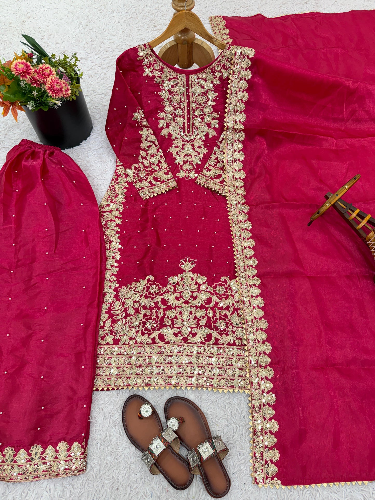 ROYAL GMY SILK EMBROIDERED CODING SEQUENCE CO-ORD SET WITH DUPATTA