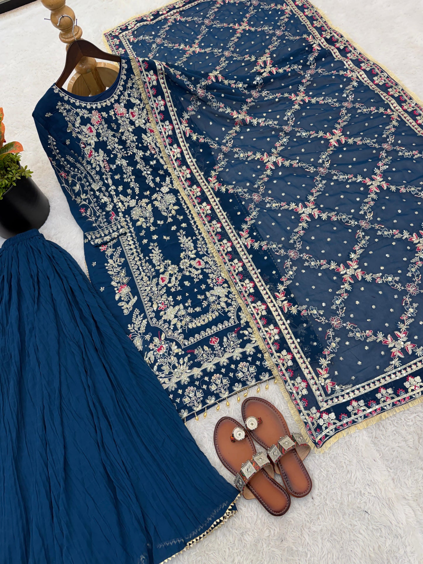 Royal Heritage Embroidered Georgette Ensemble
