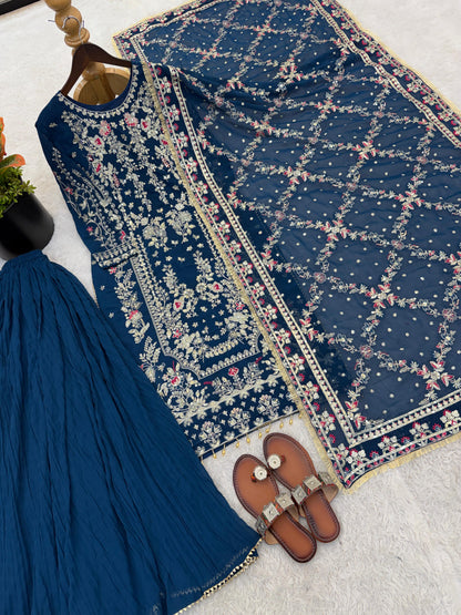 Royal Heritage Embroidered Georgette Ensemble