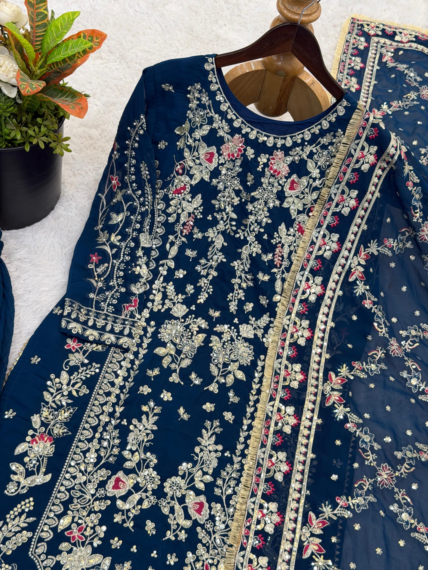 Royal Heritage Embroidered Georgette Ensemble