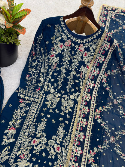 Royal Heritage Embroidered Georgette Ensemble