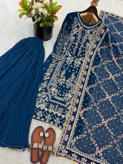 Royal Heritage Embroidered Georgette Ensemble