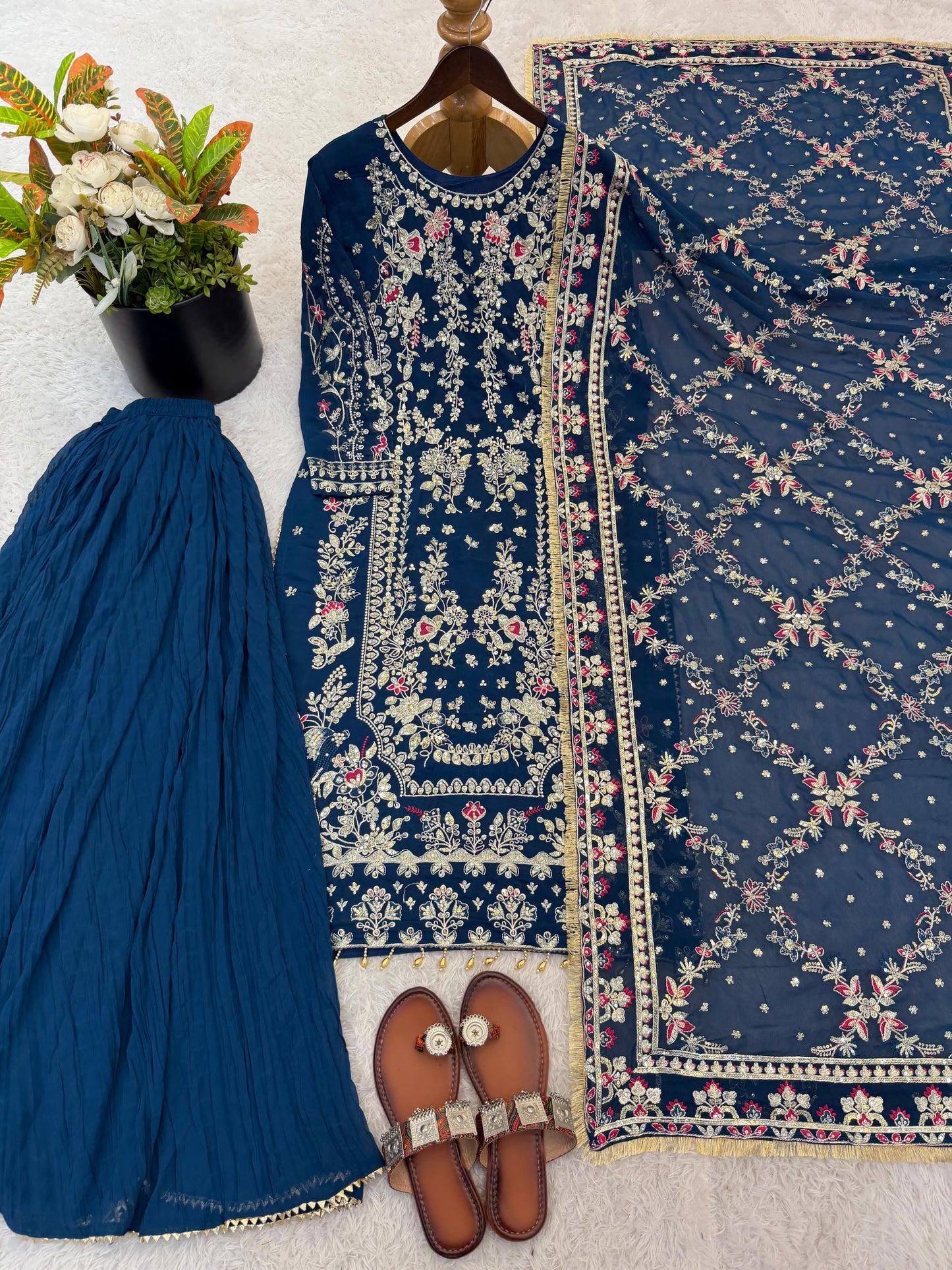 Royal Heritage Embroidered Georgette Ensemble