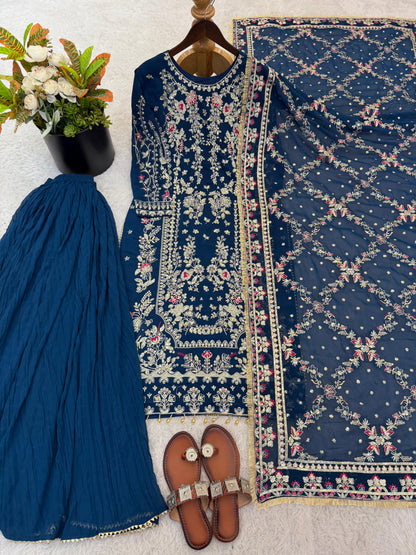 Royal Heritage Embroidered Georgette Ensemble