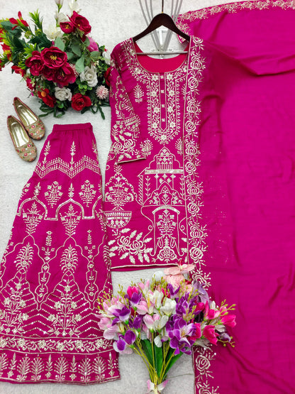 Royal Elegance Cp Vicitra Silk Sharara Set