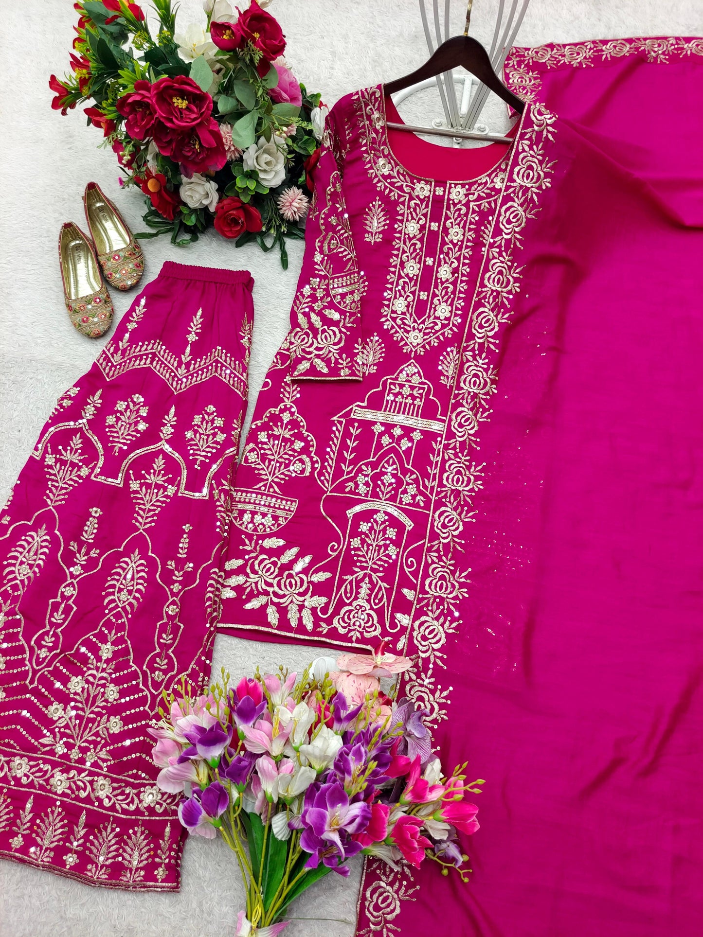Royal Elegance Cp Vicitra Silk Sharara Set