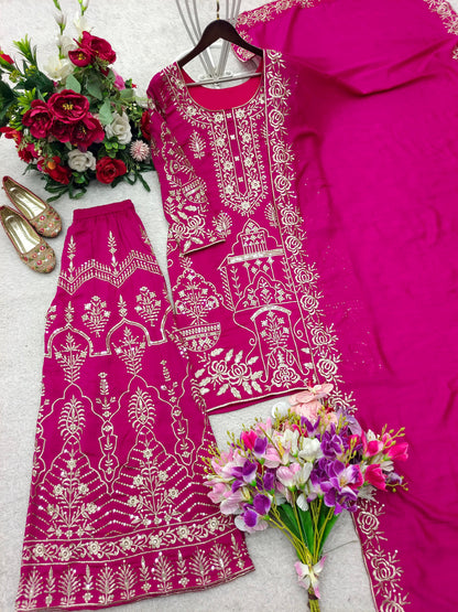 Royal Elegance Cp Vicitra Silk Sharara Set