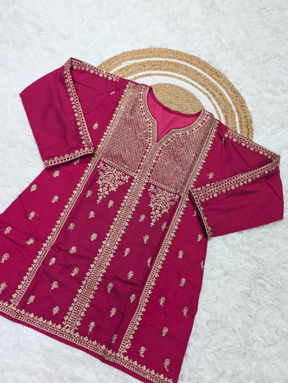 LUXURY VISCOSE CHANDERI SILK SEQUENCE EMBROIDERED KURTA SET COLLECTION