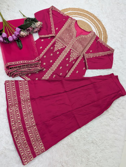LUXURY VISCOSE CHANDERI SILK SEQUENCE EMBROIDERED KURTA SET COLLECTION