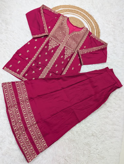 LUXURY VISCOSE CHANDERI SILK SEQUENCE EMBROIDERED KURTA SET COLLECTION