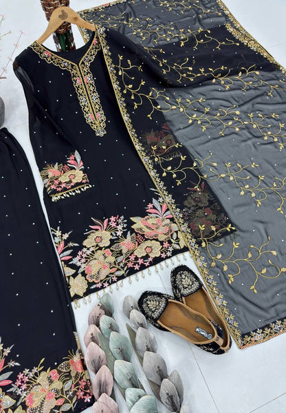 DESIGNER EID SPECIAL HEAVY EMBROIDERED GEORGETTE 3 PIECE SUIT SET