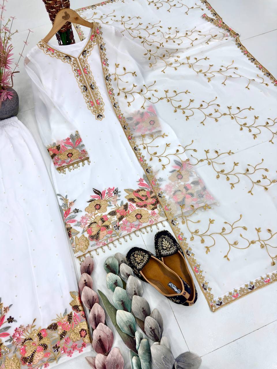 DESIGNER EID SPECIAL HEAVY EMBROIDERED GEORGETTE 3 PIECE SUIT SET