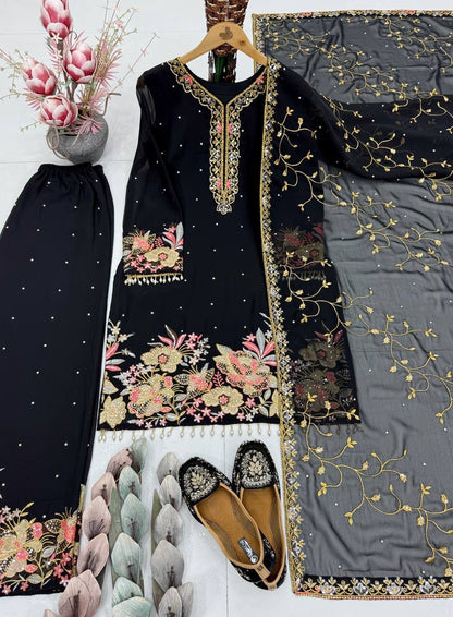 DESIGNER EID SPECIAL HEAVY EMBROIDERED GEORGETTE 3 PIECE SUIT SET