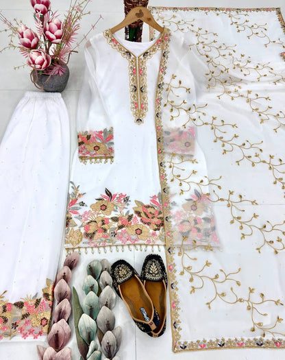 DESIGNER EID SPECIAL HEAVY EMBROIDERED GEORGETTE 3 PIECE SUIT SET