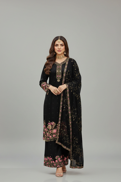 DESIGNER EID SPECIAL HEAVY EMBROIDERED GEORGETTE 3 PIECE SUIT SET