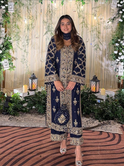 ELEGANT SEQUINS AND ZARI EMBROIDERED KURTI SET FOR WOMEN