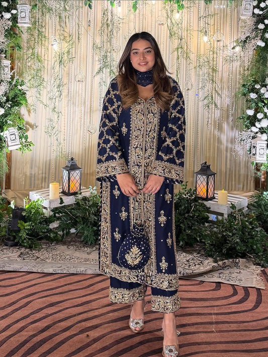ELEGANT SEQUINS AND ZARI EMBROIDERED KURTI SET FOR WOMEN