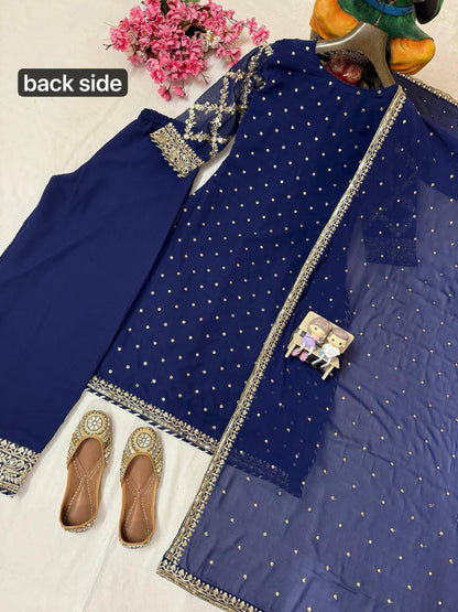 ELEGANT SEQUINS AND ZARI EMBROIDERED KURTI SET FOR WOMEN