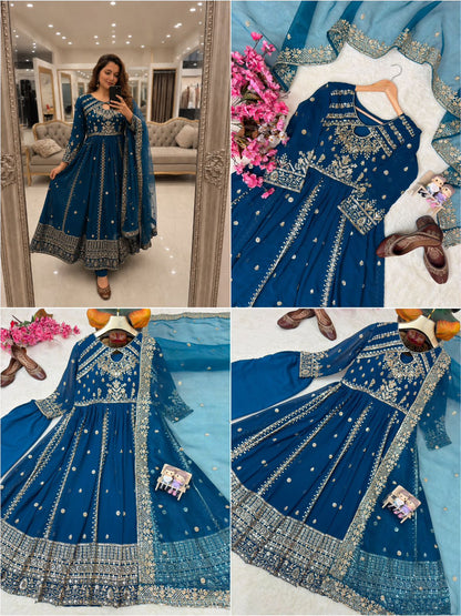 RED RAMA YELLOW DESIGNER ANARKALI GOWN SET