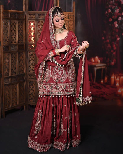 DESIGNER PARTY WEAR FAUX GEORGETTE TOP PLAZZO & DUPATTA SET