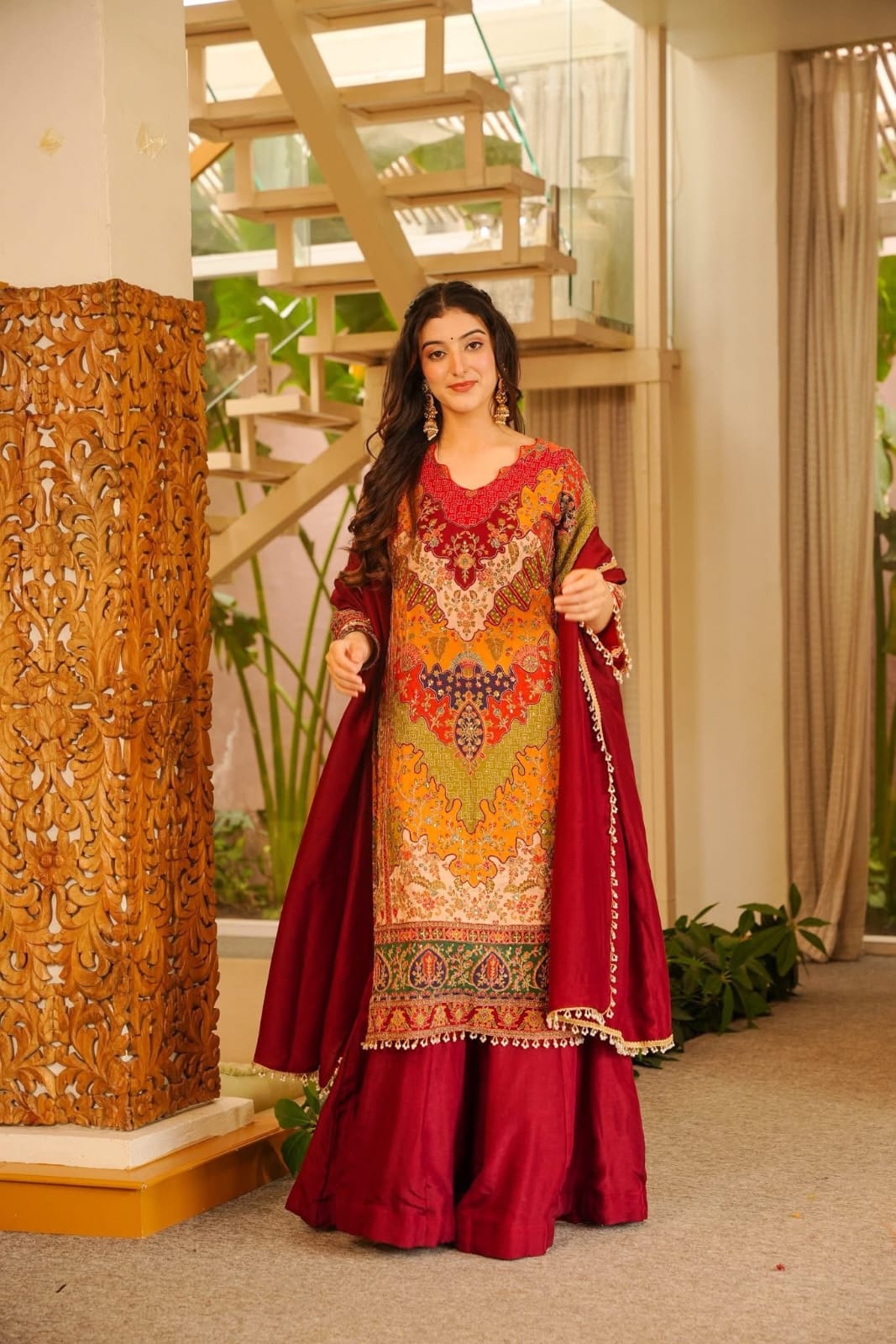 KALAMKARI CHINON SILK SHARARA SET