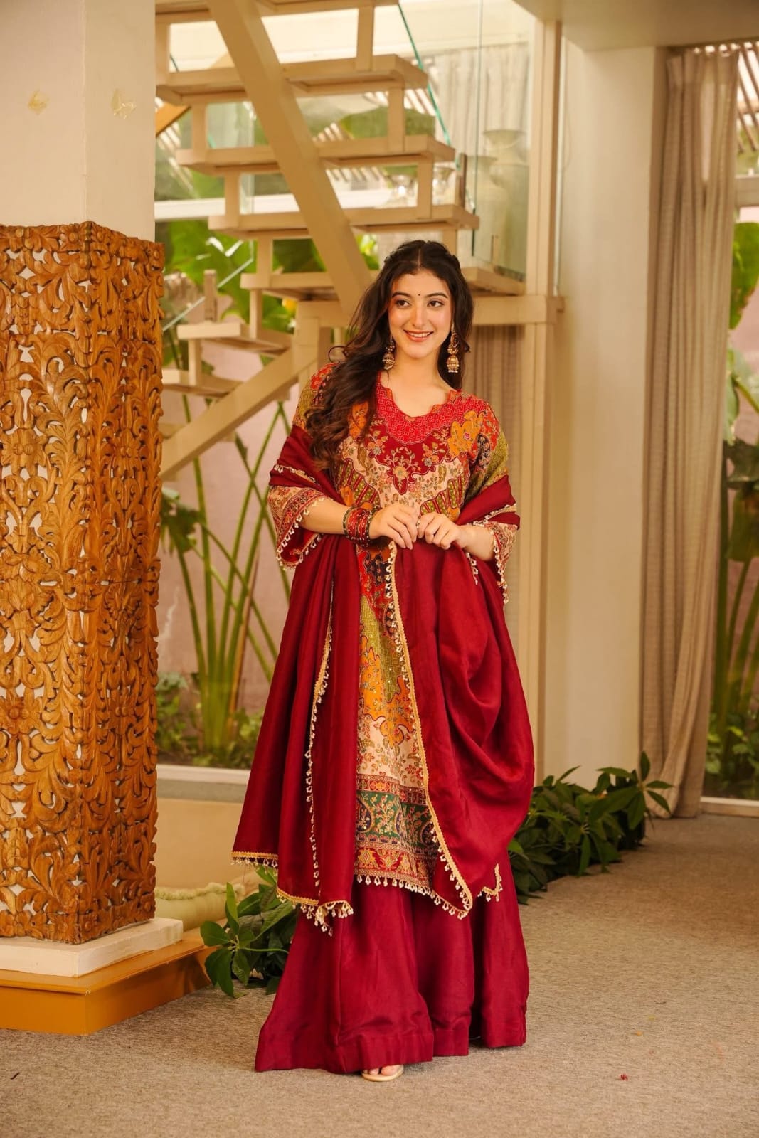 KALAMKARI CHINON SILK SHARARA SET