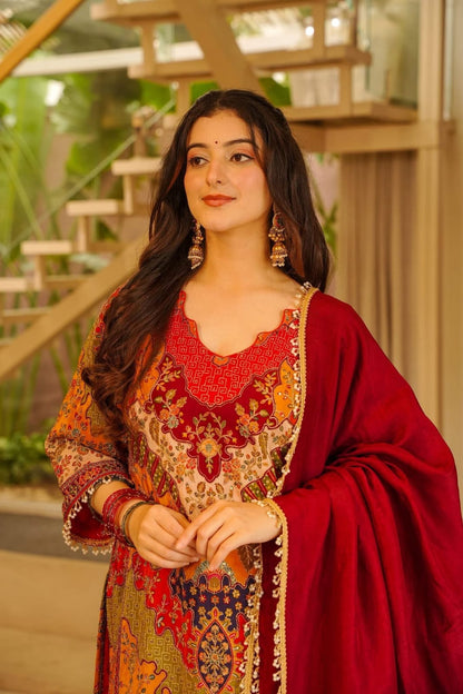 KALAMKARI CHINON SILK SHARARA SET