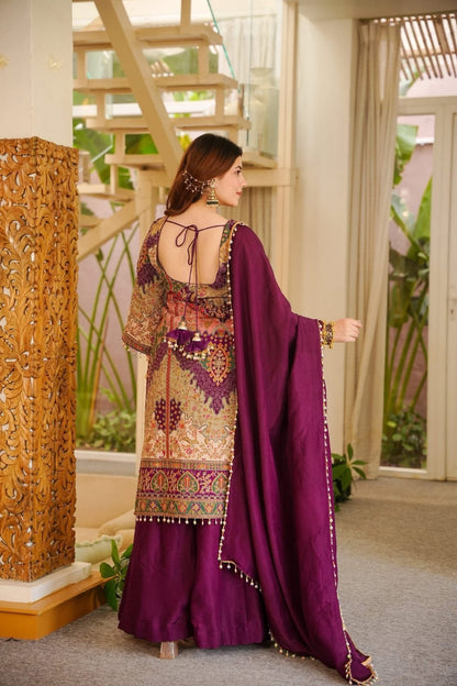 KALAMKARI CHINON SILK SHARARA SET