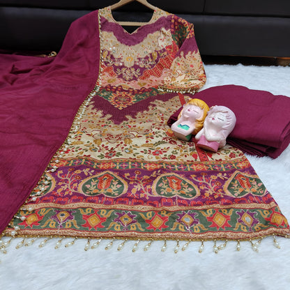 KALAMKARI CHINON SILK SHARARA SET