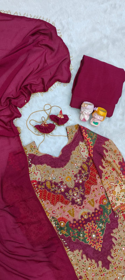 KALAMKARI CHINON SILK SHARARA SET