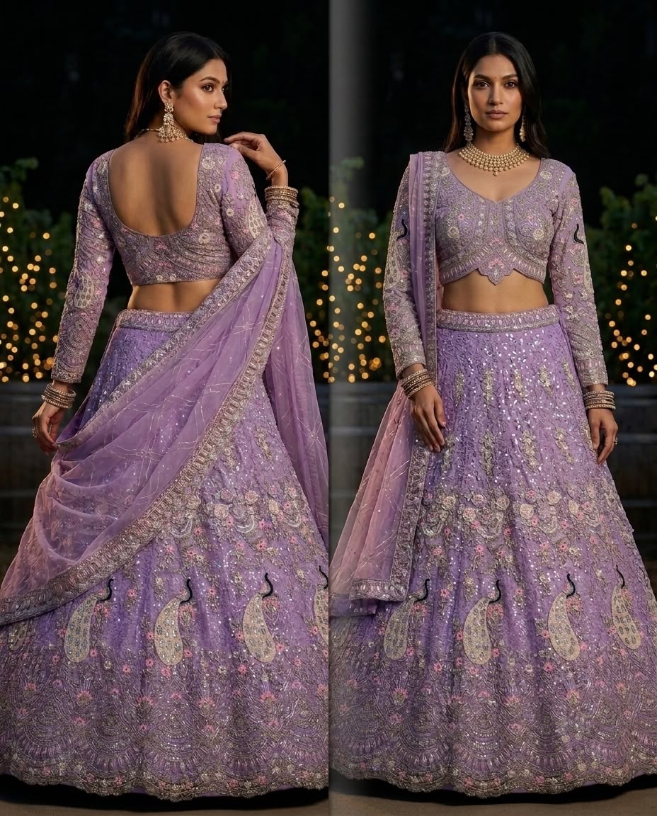 LAVENDER LILLY HEAVY LEHENGA